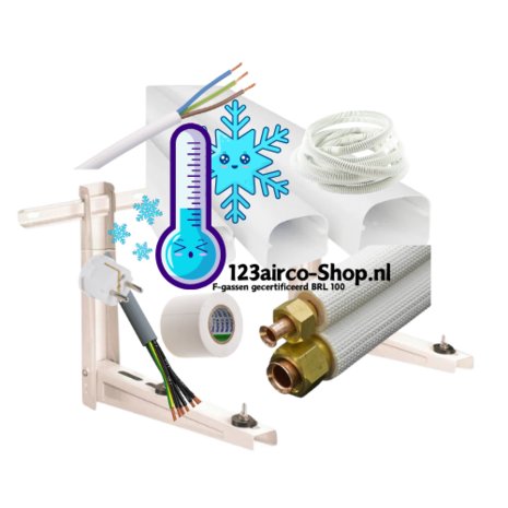 1/4 - 1/2 Montage set voor 5kw 5 meter met wandbeugel buiten deel